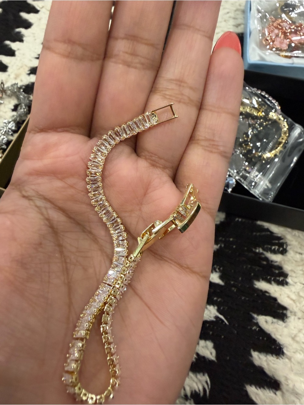 Gold-Tone Cubic Zirconia Tennis Bracelet - Elegant Women's Jewelry